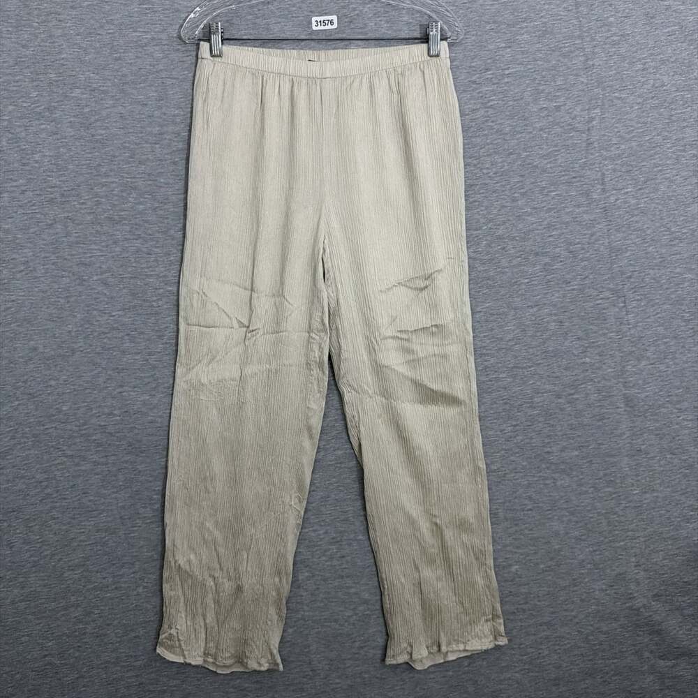 Eileen Fisher Womens Size Small Gold 100% Silk Straight Leg Pants Minimalist